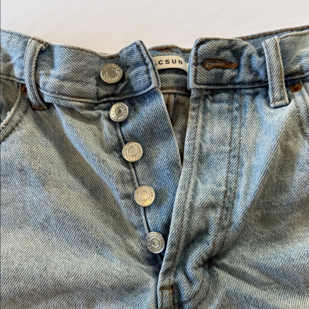 PacSun Light Blue Vintage High-Rise Button-Fly Denim Shorts Size 26 - Picture 3 of 7